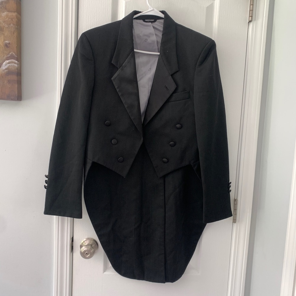 Christian Dior Monsieur Black Pinstripe Tailcoat Formal Tuxedo Jacket 36S